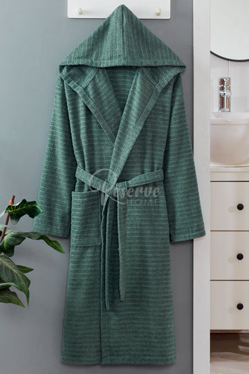 Berry - Kapşonlu Yeşil Bornoz