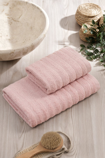 Dalga - 2'li Banyo Havlu Seti Pudra