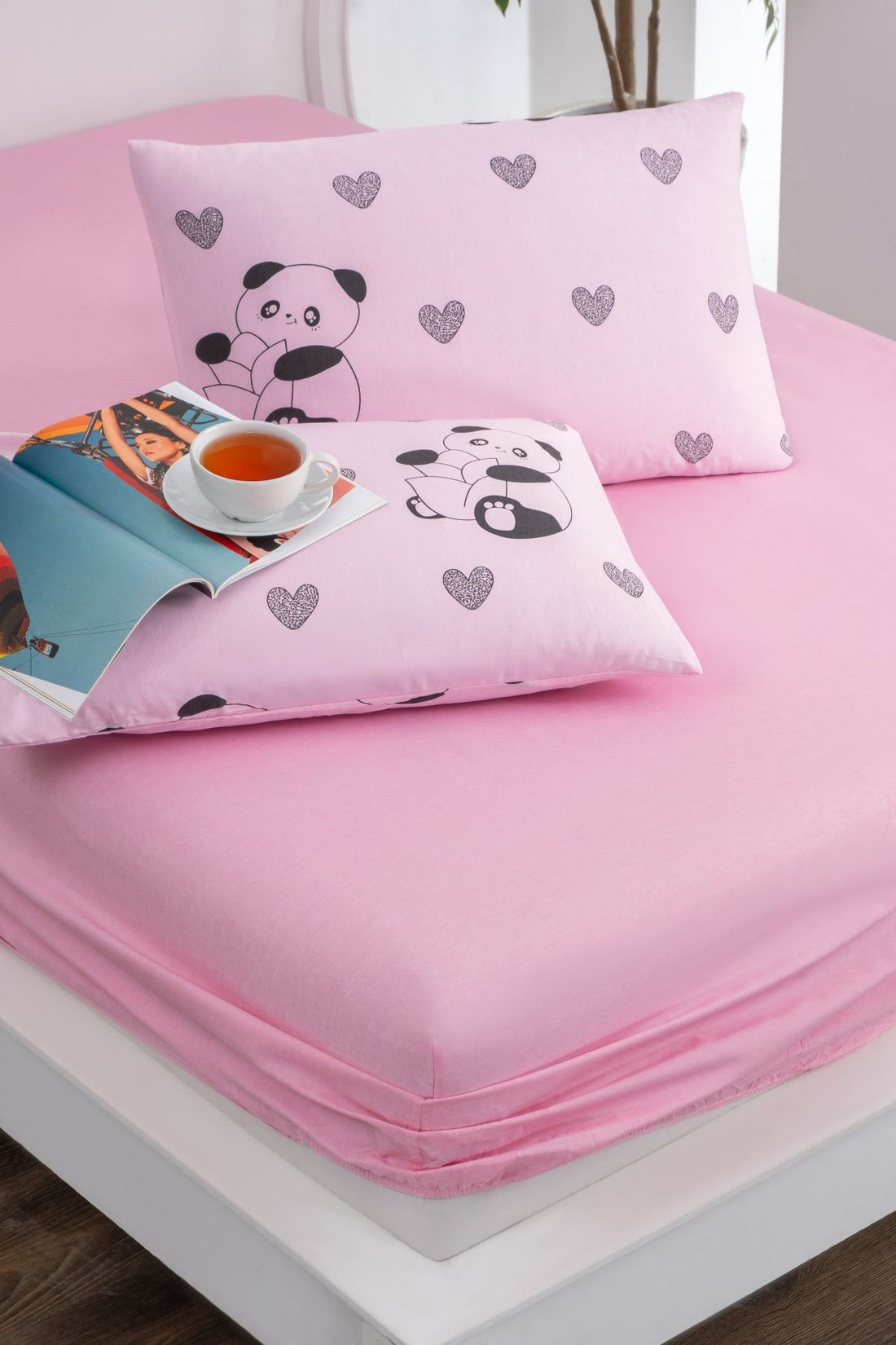 Flori - Pembe Panda Çarşaf Takımı