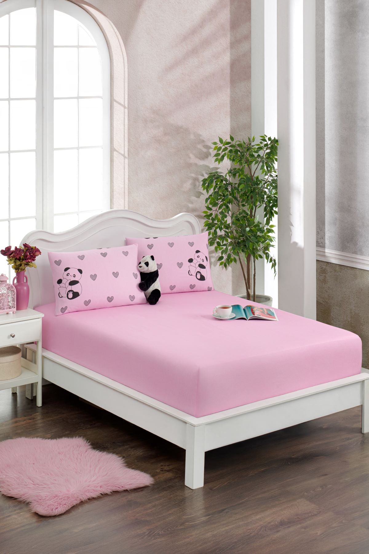 Flori - Pembe Panda Çarşaf Takımı